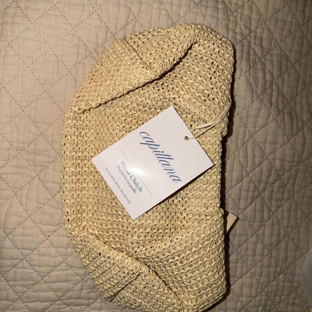 Capittana Straw Knot Clutch in Natural Beige